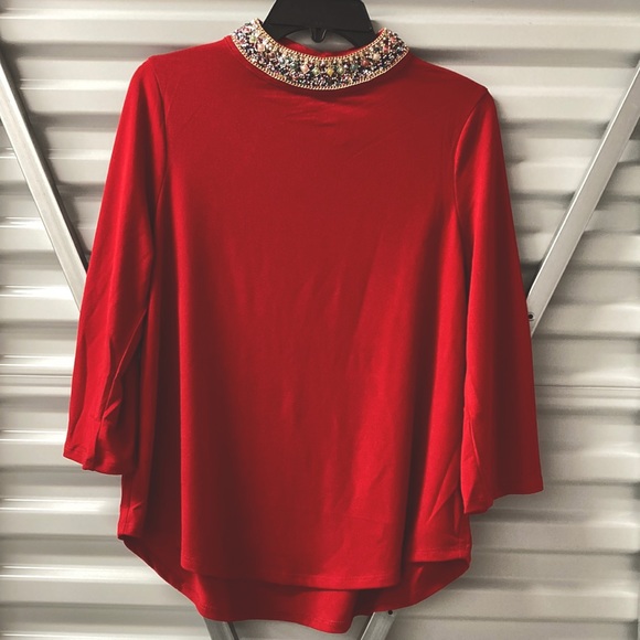 Embellished Collar Red Top - Picture 1 of 10
